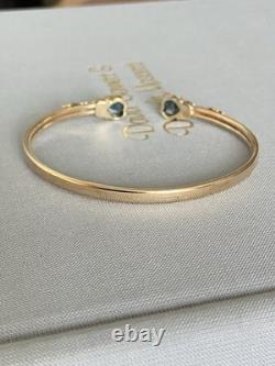 9ct Gold & Topaz Heart Bangle, 7.2g Fully Hallmarked & Stunning