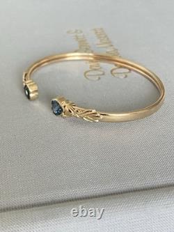 9ct Gold & Topaz Heart Bangle, 7.2g Fully Hallmarked & Stunning