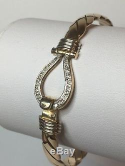 9ct Gold Twist Bangle With Diamond Clasp Solid (chb31)