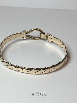 9ct Gold Twist Bangle With Diamond Clasp Solid (chb31)