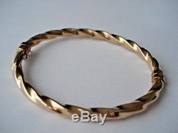 9ct Gold Twist Hinge Bangle Bracelet Hallmarked