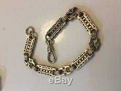 9ct Gold Victorian Style Stars & Bars Watch Chain Bracelet 17.8g 7.5 Not Scrap