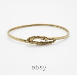 9ct Gold Vintage Snake Bangle With Garnet Eyes