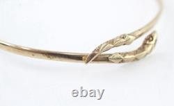 9ct Gold Vintage Snake Bangle With Garnet Eyes