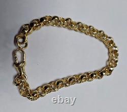 9ct Gold belcher bracelet pattered & plain links Weight 14.5 grams Length 7 ½