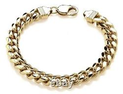 9ct Gold on Silver Chunky Men's Cuban Curb Bracelet 9 inch