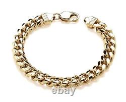 9ct Gold on Silver Chunky Men's Cuban Curb Bracelet 9 inch