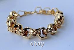 9ct Gold on Silver HEXAGON Bracelet 9 INCH MEN'S 12MM HEAVY Belcher