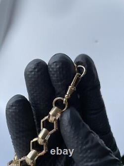 9ct Gold on Silver HEXAGON Bracelet 9 INCH MEN'S 12MM HEAVY Belcher