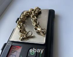 9ct Gold on Silver HEXAGON Bracelet 9 INCH MEN'S 12MM HEAVY Belcher
