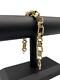 9ct Gold On Silver Hexagon Gypsy Link Large Belcher Bracelet 9 Inch