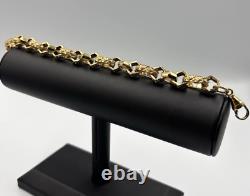 9ct Gold on Silver HEXAGON GYPSY LINK Large Belcher Bracelet 9 INCH