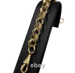 9ct Gold on Silver HEXAGON Large Belcher Bracelet 9 INCH MEN'S