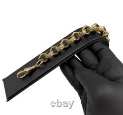 9ct Gold on Silver HEXAGON Large Belcher Bracelet 9 INCH MEN'S