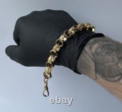 9ct Gold on Silver HEXAGON Large Belcher Bracelet 9 INCH MEN'S