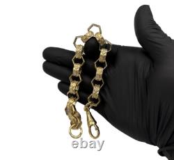 9ct Gold on Silver HEXAGON Large Belcher Bracelet 9 INCH MEN'S