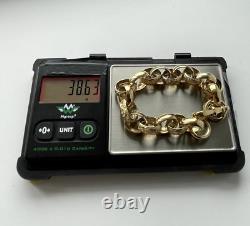 9ct Gold on Silver HUGE 15mm! Belcher Bracelet 9 INCH MEN'S HEAVY Belcher