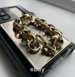 9ct Gold on Silver HUGE 15mm! Belcher Bracelet 9 INCH MEN'S HEAVY Belcher
