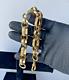 9ct Gold On Silver Huge Gypsy Link Bracelet 9 Inch Men's Heavy Belcher