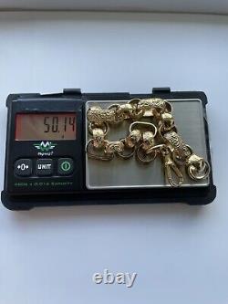 9ct Gold on Silver HUGE GYPSY LINK Bracelet 9 INCH MEN'S HEAVY Belcher