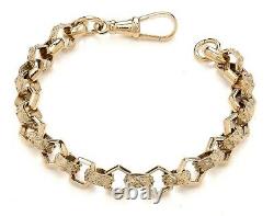 9ct Gold on Silver Ladies Belcher Bracelet Hexagon Patterned