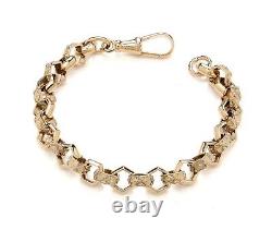 9ct Gold on Silver Ladies Belcher Bracelet Hexagon Patterned