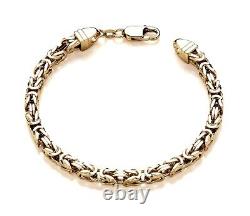 9ct Gold on Silver Men's Byzantine Bracelet 8.5 inch