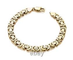 9ct Gold on Silver Men's Byzantine Bracelet 8.5 inch