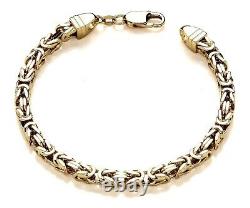 9ct Gold on Silver Men's Byzantine Bracelet 8.5 inch