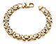 9ct Gold On Silver Men's Chunky Byzantine Bracelet 9 Inch (10mm Width)