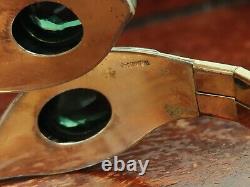 9ct Gold on metal Snake Bangle Bracelet Green Stones