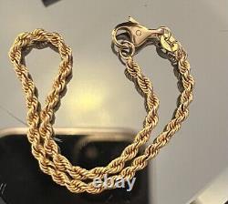 9ct Gold rope chain bracelet. Beautiful buttery yellow gold