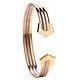 9ct Hallmarked Polished Yellow, White & Rose Gold Banded Ladies Torque Bangle