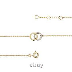 9ct Hallmarked Yellow Gold Pave Set Interlinked Circles Bracelet 7.25