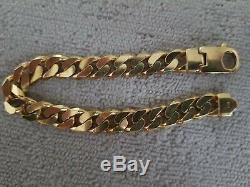 9ct Mens solid Gold link bracelet, huge 46grams, immaculate condition