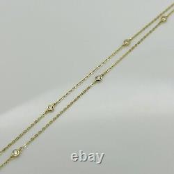 9ct REAL Yellow Gold 2mm Diamond Ball Bead Chain Bracelet 7.5 Inch Solid Gold