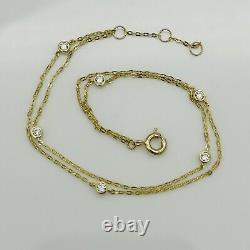 9ct REAL Yellow Gold 2mm Diamond Ball Bead Chain Bracelet 7.5 Inch Solid Gold