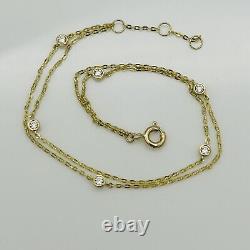 9ct REAL Yellow Gold 2mm Diamond Ball Bead Chain Bracelet 7.5 Inch Solid Gold