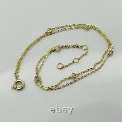 9ct REAL Yellow Gold 2mm Diamond Ball Bead Chain Bracelet 7.5 Inch Solid Gold