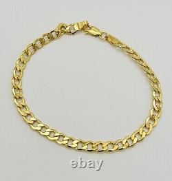 9ct Real Yellow Gold 5mm Curb Men&Women Bracelet 7.5 INCH 3.3gr