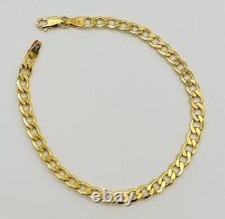 9ct Real Yellow Gold 5mm Curb Men&Women Bracelet 7.5 INCH 3.3gr