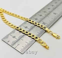 9ct Real Yellow Gold 5mm Curb Men&Women Bracelet 7.5 INCH 3.3gr