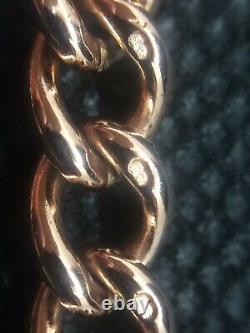 9ct Red/Rose Gold Curb Link Bracelet With Padlock Catch (SOLID GOLD NOT HOLLOW)