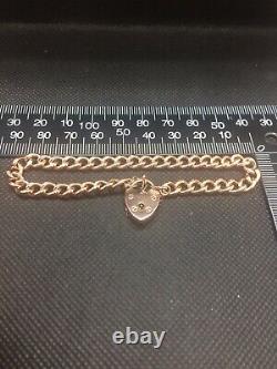 9ct Red/Rose Gold Curb Link Bracelet With Padlock Catch (SOLID GOLD NOT HOLLOW)