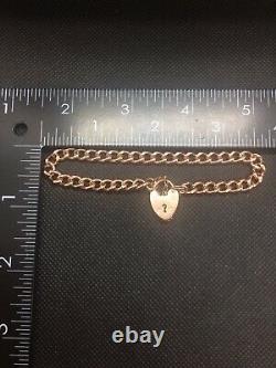 9ct Red/Rose Gold Curb Link Bracelet With Padlock Catch (SOLID GOLD NOT HOLLOW)