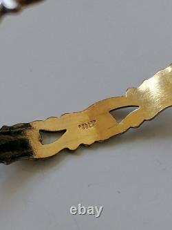 9ct Rolled Gold Bangle Scrolling Foliate Etched Hinged Yellow White