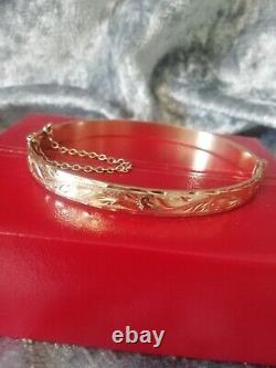 9ct Rolled Gold, Vintage, Foliate Bangle 11.0 Grams (fully Hallmarked)