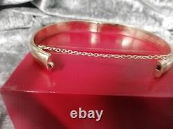 9ct Rolled Gold, Vintage, Foliate Bangle, Safety Chain 11.2grams (vgc)