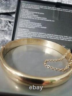 9ct Rolled Gold, Vintage, Foliate Bangle, Safety Chain 11.2grams (vgc)