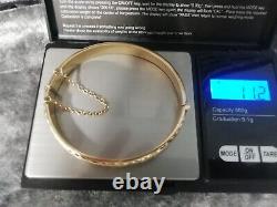 9ct Rolled Gold, Vintage, Foliate Bangle, Safety Chain 11.2grams (vgc)